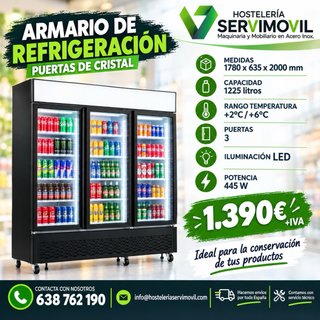 Armario Refrigeración 3 Puertas Cristal