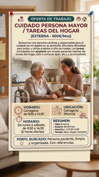 CUIDADO PERSONA MAYOR / TAREAS DEL HOGAR-CARTAGENA