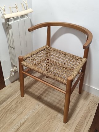 Silla Vintage Mid Century Madera y Cuerda