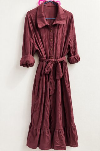 Vestido Midi Borgoña