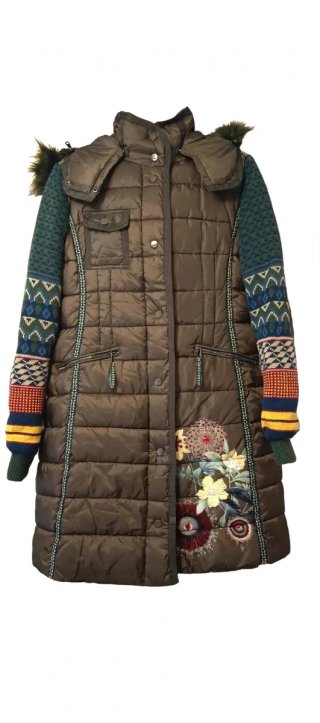 Abrigo Largo Desigual Talla 40 Plumífero Capucha