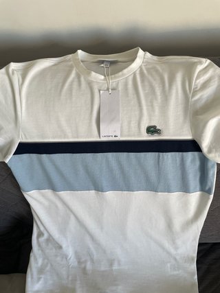Camiseta Lacoste Blanca y Azul Talla M