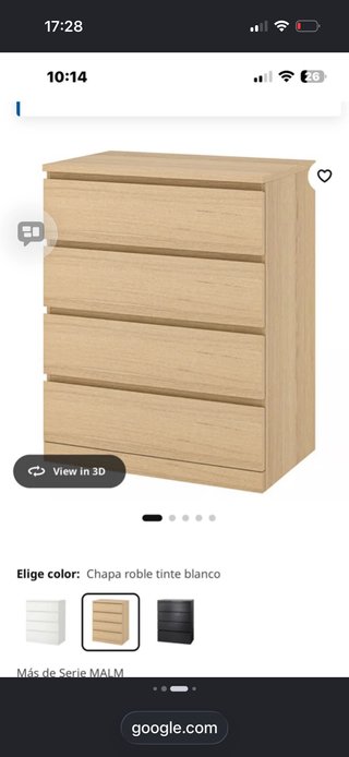 Malm cajonera 4 cajones roble
