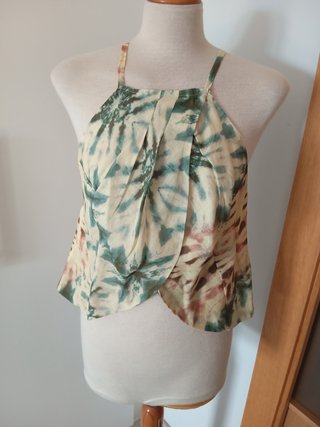 Blusa Estampada de Lino Zara Talla L