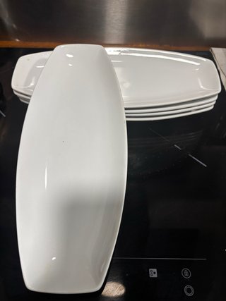 6 Platos de porcelana blancos 30cmx12cm