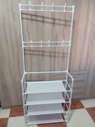 Estantería con Perchero Blanca