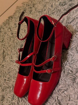 Zapatos charol rojos tacón talla 41