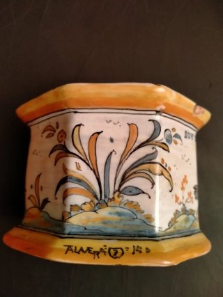 Tintero Antiguo de Talavera con Ave