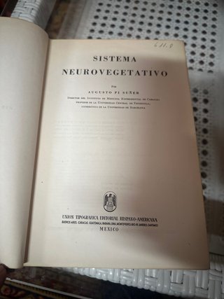 Antiguo libro SISTEMA NEUROVEGETATIVO. AUGUSTO PI