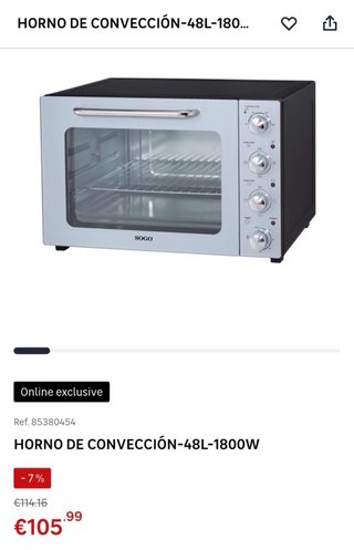 Horno convección de sobremesa SOGO 48L 1800W