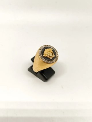 Sello Oro 18k Cara medusa Versace y circonitas