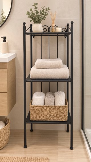 Estantería de Baño Metálica Negra