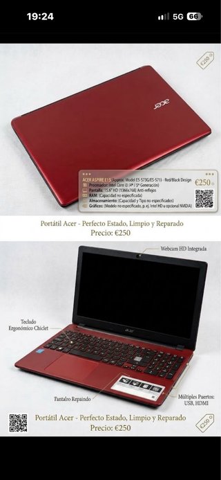 Portátil Acer Aspire E15 Rojo