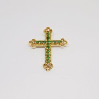 Colgante Cruz Oro 18k con Cuarzos y Brillantes