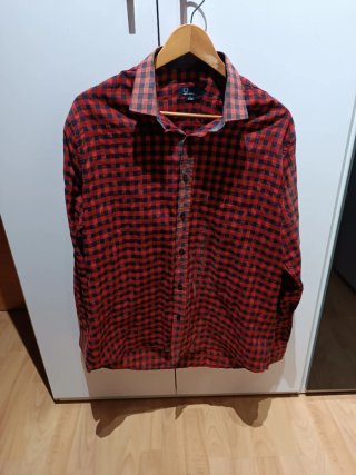 Camisa Fred Perry cuadros rojo y negro