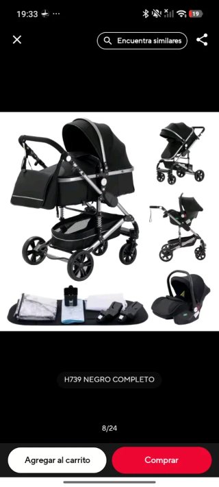 Carrito de bebé H739 Negro Completo