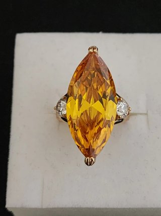 Anillo talla 8 Oro Laminado con Piedra Amarilla