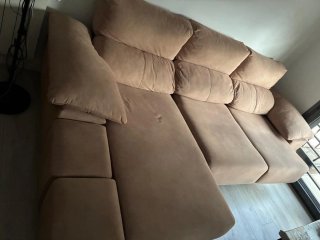 Sofá Chaiselongue Beige 3 Plazas