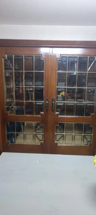 Puerta Corredera de Dos Hojas en Pino Oregón
