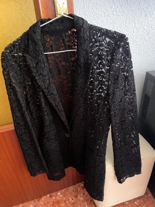 Blazer Encaje Negro Zara Guipur