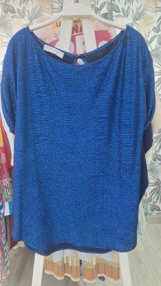 Blusa brillante azul Talla L