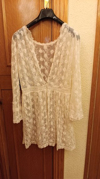 Blusa Ibicenca Zara Blanca Talla S