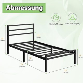 Cama Individual de Metal 90x200 cm