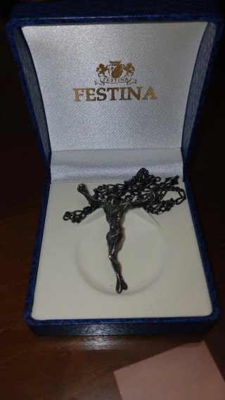 Colgante Cristo Crucificado Plata Ley 800 N.O.S.