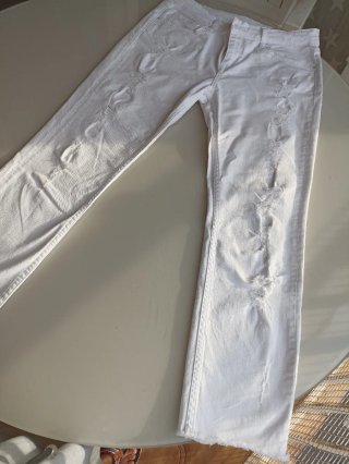 Pantalón Vaquero Blanco Roto Zara Talla 38