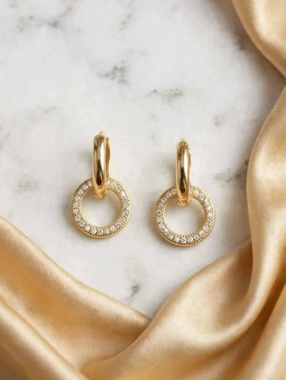 Pendientes Aro Dorados con Circonitas