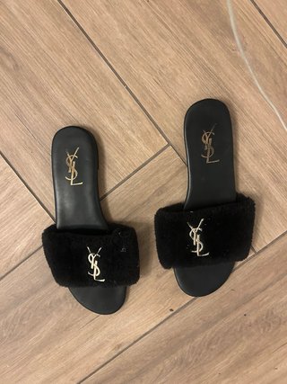 Ciabattine YSL peluche nere