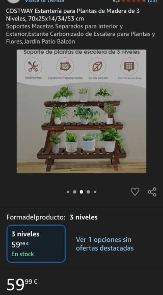Estantería para Plantas de Madera 3 Niveles