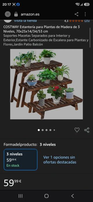 Estantería para Plantas de Madera 3 Niveles