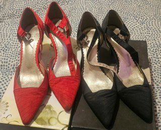 Lote 6 Zapatos Tacón Negro y Dorado