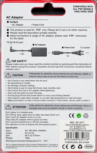 Caricatore per PSP (Sony) 1000, 2000 e 3000