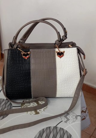 Bolso Mujer Negro Gris Blanco Multicolor