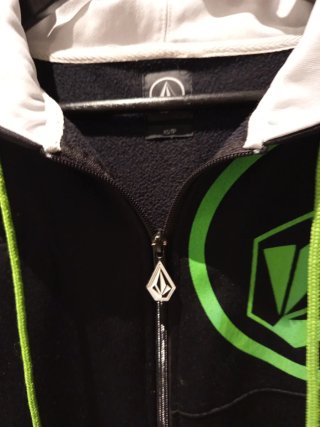 Sudadera Volcom cremallera capucha verde negra XS