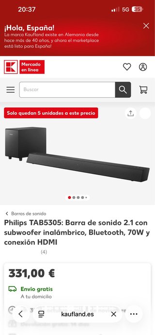 Barra de Sonido Philips TAB5305 2.1