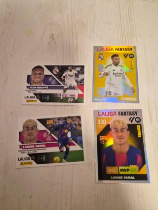 Lote de 4 Cromos Panini Lamine Yamal y Mbappé
