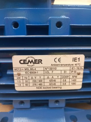 Motor Cermer Trifásico 0,37kW IE1