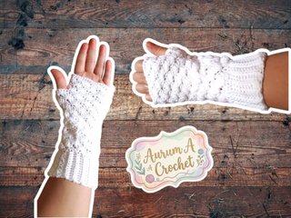 Bonitos Guantes de crochet blancos