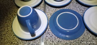 Juego de 6 tazas+platos de te/café c/leche