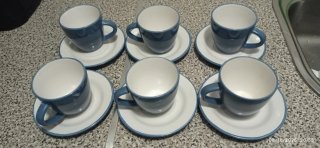 Juego de 6 tazas+platos de te/café c/leche