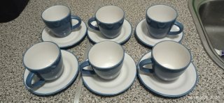Juego de 6 tazas+platos de te/café c/leche