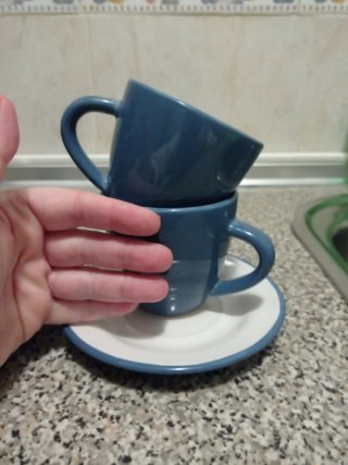 Juego de 6 tazas+platos de te/café c/leche