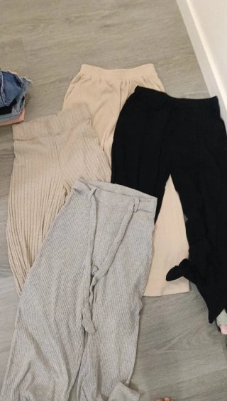 Pantalones de punto (beige, negro, gris)