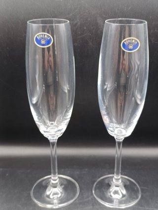 Juego copas flauta cristal Bohemia