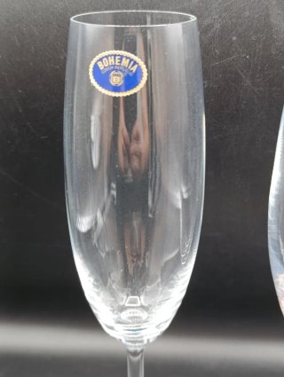 Juego copas flauta cristal Bohemia