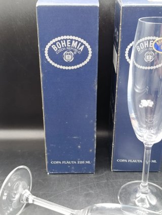 Juego copas flauta cristal Bohemia