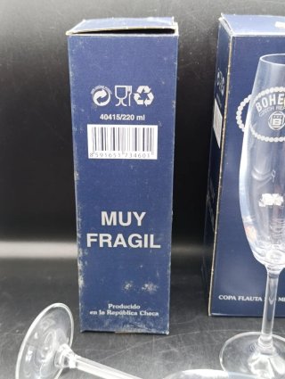 Juego copas flauta cristal Bohemia